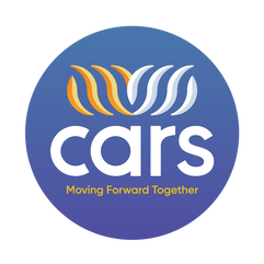 Charitable Adult rides Service Logo, blue circle with the word 