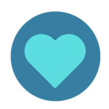 Image of a light Blue heart inside a blue circle